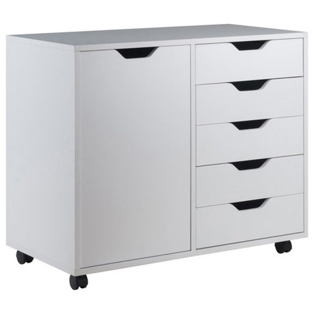 Winsome Halifax 5-Drawer Wide Door Contemporary Wood Storage Cabinet in White