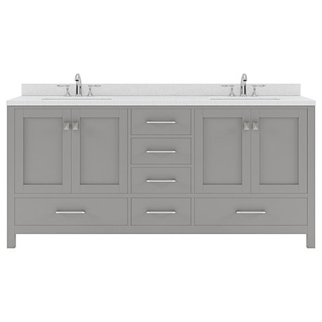 Caroline Avenue 72" Double Bathroom Vanity Set, Gray