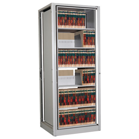 EZ2 Rotary File Shelving, 6 High, Letter Depth, Locking Adder, Gray Mist