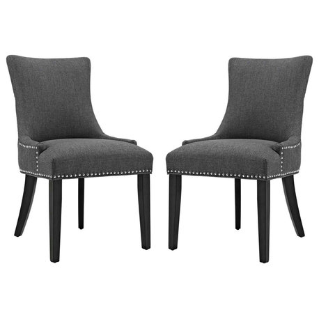 Marquis Dining Side Chair Fabric Set of 2, Gray