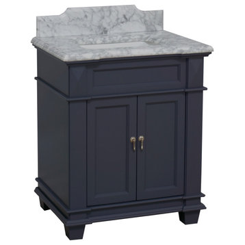 Elizabeth 30" Bathroom Vanity, Base: Marine Gray, Top: Carrara Marble