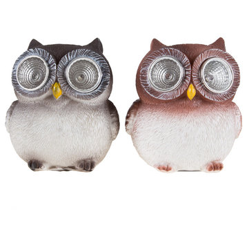 Owl Solar LED Garden Statue Set of 2 by Pure Garden