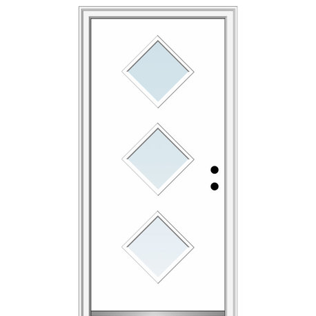 36 in.x80 in. 3 Lite Clear Left-Hand Inswing Painted Fiberglass Smooth Door