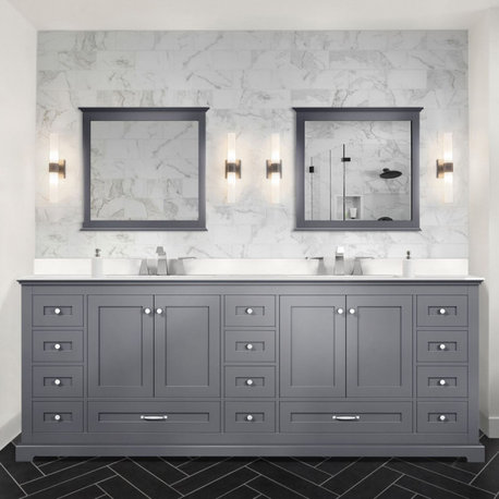 Dukes Bath Vanity, Dark Grey, 84", Quartz Top, Vanity, Countertop, and Sink