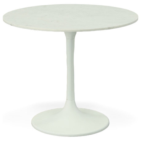 The Milo Dining Table, 36”, Midcentury, Round, White Base, 36"