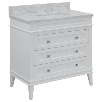 Eleanor 30" Bathroom Vanity, White, Carrara Marble Top