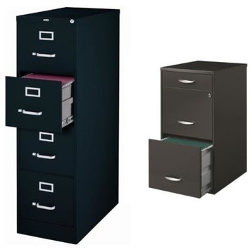 2 Piece Value Pack 4 and 3 Drawer File Cabinet in Black and Charcoal