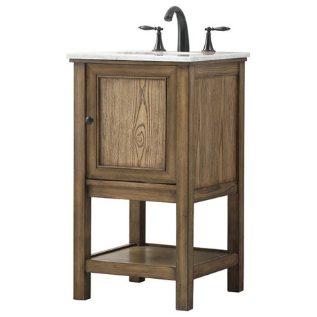 Elegant Decor Metropolis 19" Aluminum MDF Single Bathroom Vanity in Driftwood