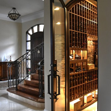 Del Mar San Diego Small Custom Wine Cellar Walk in with Hidden Door Beer Storage