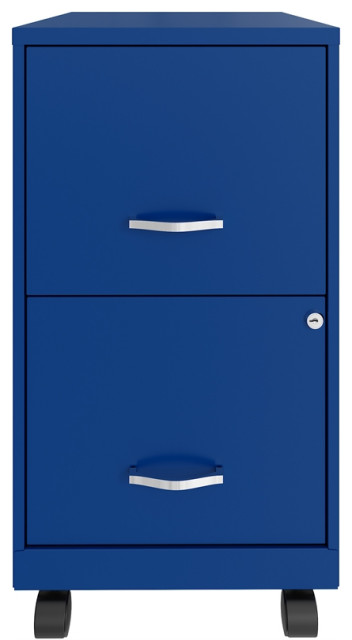 Space Solutions 18in 2 Drawer Metal Mobile Smart Vertical File Cabinet Blue