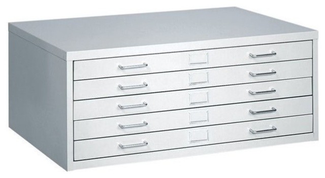 Safco 5 Drawer Small Metal Flat Files Cabinet in Light Gray