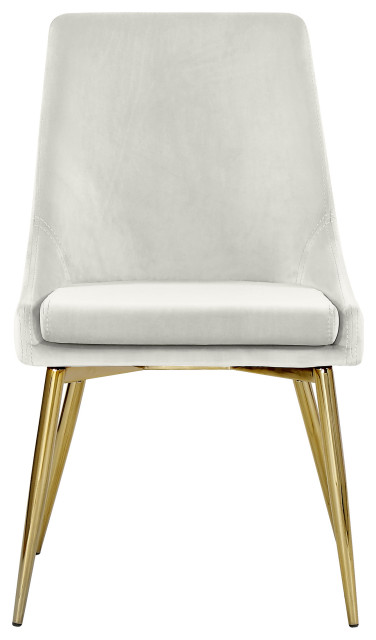 The Draper Dining Chair, Cream, Velvet, Gold Base (Set of 2)