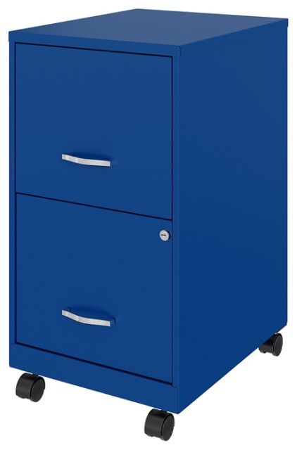 Space Solutions 18in 2 Drawer Metal Mobile Smart Vertical File Cabinet Blue