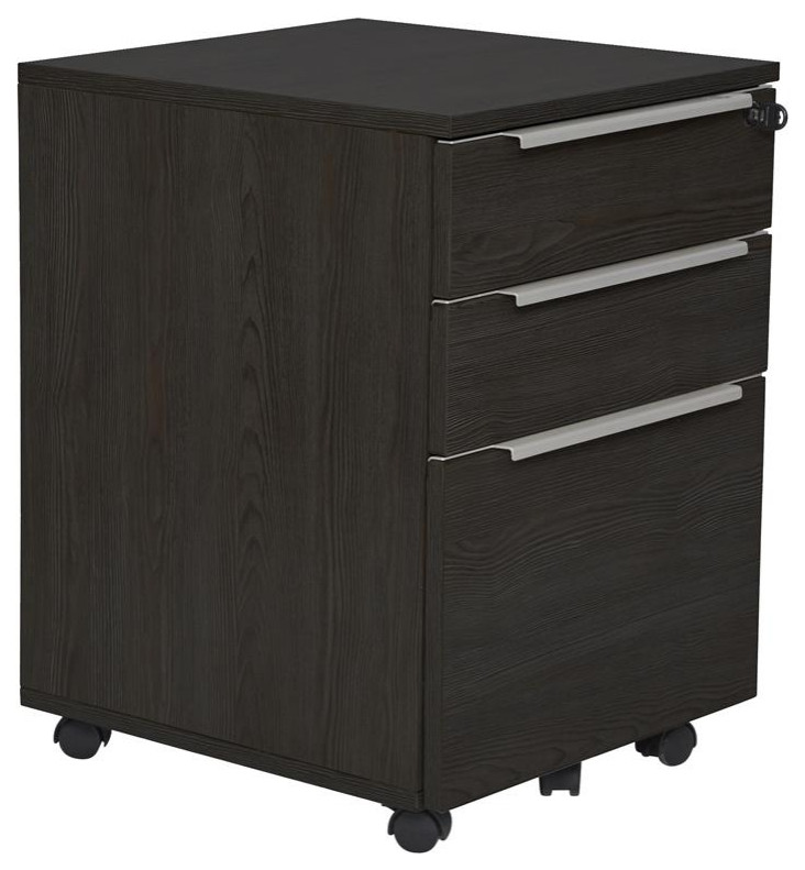 K126 Mobile Pedestal with 3 Drawers in Espresso