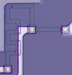 Two resistors on the 7805 voltage regulator's silicon die.