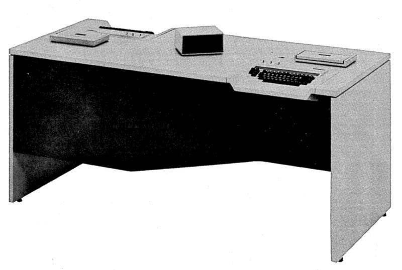 The IBM 3742 Dual Data Station allowed two operators to type data onto floppy disks. Image from IBM 3740 System Summary.