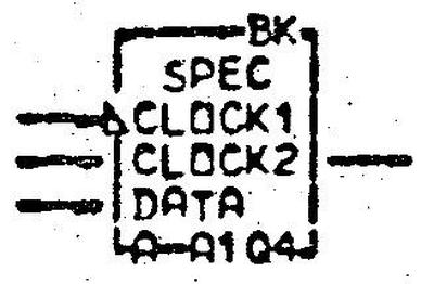 Schematic symbol for the 480-bit shift register in the 3270. Inputs are data and the two-phase clock. "SPEC" indicates a special circuit. From the ALD, page MP151.