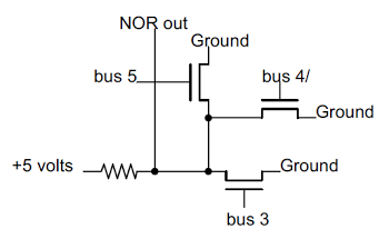 Schematic of a 3-input NOR gate in the Z-80.