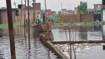 Severe flooding in Moradabad; people forced to use boats to commute