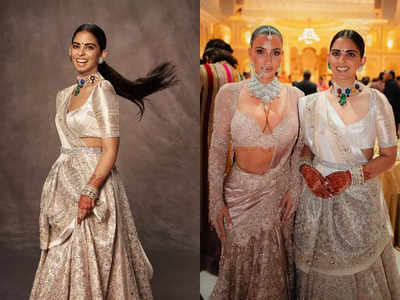 Isha Ambani's white silk lehenga featured real silver embroidery