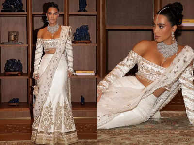 Kim Kardashian dazzles in custom Manish Malhotra lehenga