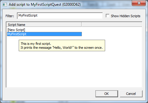Add script to MyFirstScriptQuest <02000D62>