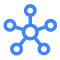 icône bleue de site Web représentant un hub