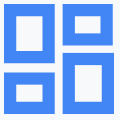 Blaues Websitesymbol mit 4 blauen Feldern