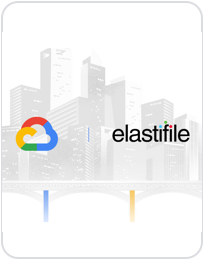 Miniatura de edificios de gran altura alineados con Google y los logotipos de Elastifile 