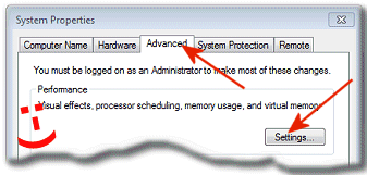 Visual effects, processor scheduling, memory usage, and virtual memory