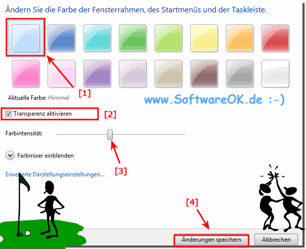 Windows-7 Aero change window color and adjust transparency!