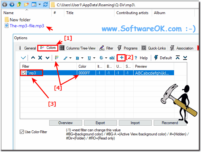 Multiple filtering or different colors for different file