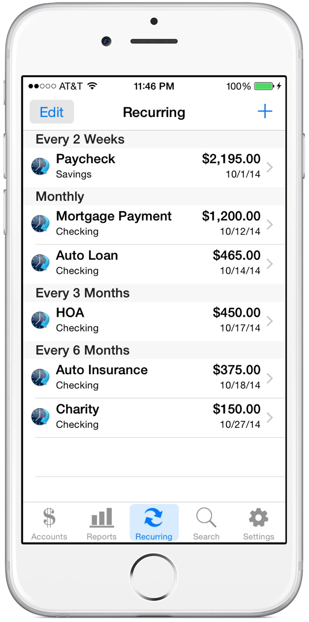 Recurring Transactions View