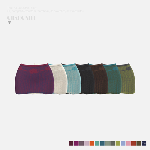 Tank Air Lotus Mini Skirt • new mesh by me
• 35 swatches
• hq compatible
• custom preview
• all lods
❤ hope you like it！ ❤
• Please do not steal my mesh as your own.
• Please don’t re-upload
DL(Blog)• no ad download, early access on my Patreon
• all...