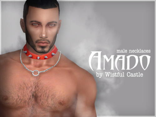 Amado - combined 2 male necklaces from the Base Game. Base game compatible, 100% Maxis Match, all LODs, all maps, 5 swatches, from teen to elder +Cas thumbnail.
Download (TSR)
—————————————-
>>More Wistful Stuff
>>Support Wistful Castle
>>TOU