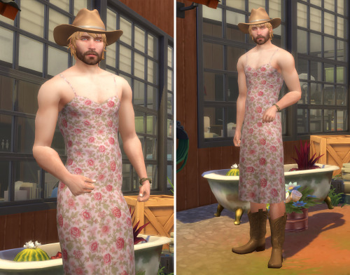 * CA Dress - base game compatible male dress all LOD’s, all maps, 24 swatches, from teen to elder + Cas thumbnail
* CA Boots - base game compatible male hat all LOD’s, all maps, 9 swatches, from teen to elder + Cas thumbnail
* CA Hat - base game...