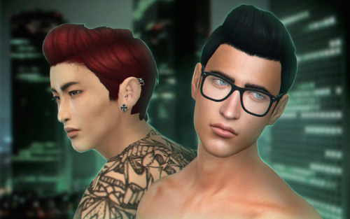 My next gift is for Hissu. Such original nickname as yours reminded me about my favorite thing - DIVERSITY!:D So I finally broke the chain of clothes and decided to create hair and pair of glasses. Hope you’ll like it;)
* Clever Boy hair - base game...