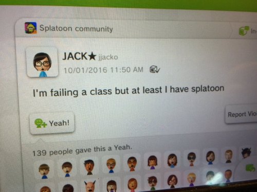 “I’m failing a class but at least I have splatoon”