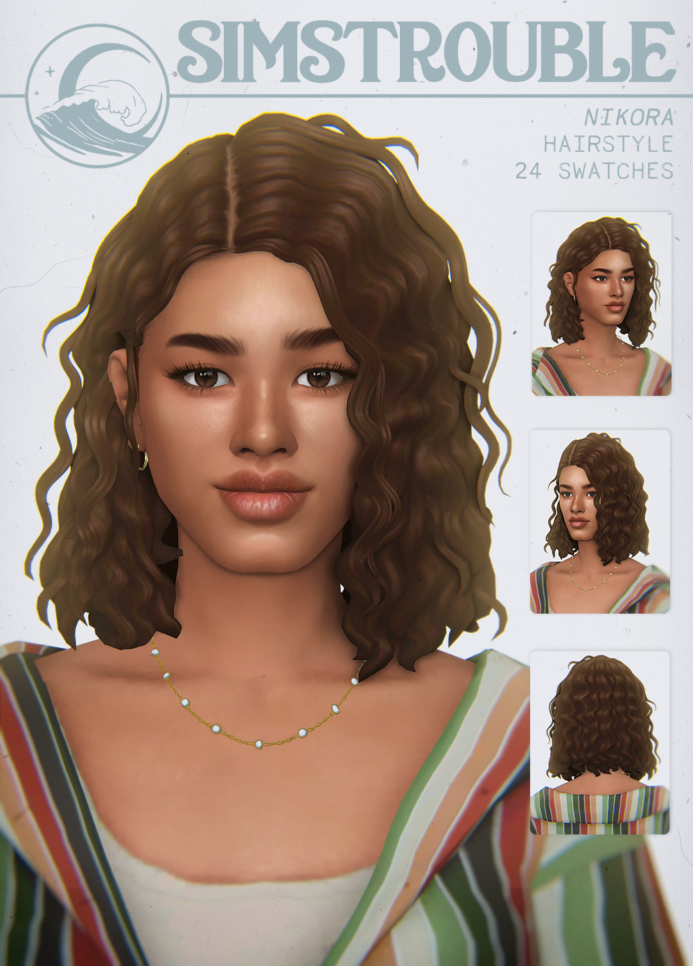 NIKORA by simstrouble• Base Game Compatible, works for all frames
• 24 Swatches
• All LODs, Hat Compatible, All Maps, 14k poly
download (Patreon, free) | Instagram | Pinterest
