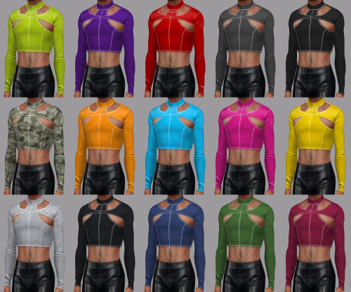 * My, Oh, my! - base game compatible male crop top, all LOD’s, all maps, 15 swatches, from teen to elder + Cas thumbnail and PSD for recolors
Download (No Ads)
—————————————-
>> More Wistful Stuff