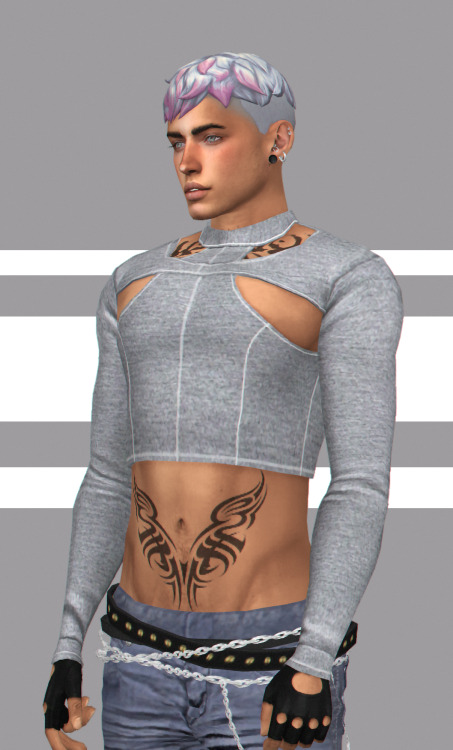 * My, Oh, my! - base game compatible male crop top, all LOD’s, all maps, 15 swatches, from teen to elder + Cas thumbnail and PSD for recolors
Download (No Ads)
—————————————-
>> More Wistful Stuff