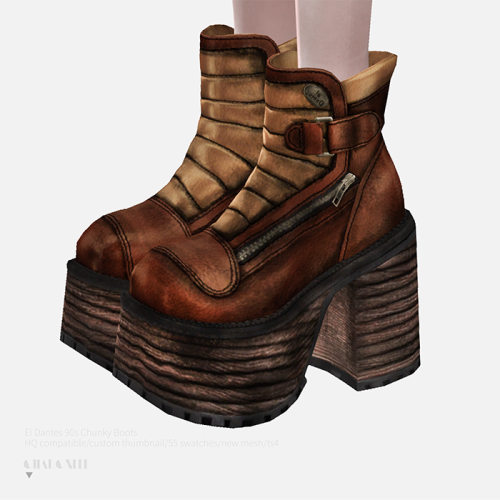 El Dantes 90s Chunky Boots• new mesh by me
• 55 swatches
• hq compatible
• custom preview
• all lods
❤ hope you like it！ ❤
• Please do not steal my mesh as your own.
• Please don’t re-upload
DL(Blog)• no ad download, early access on my Patreon
• all...