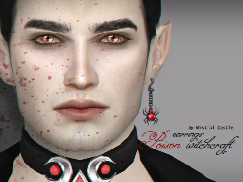 Poison witchcraft - earrings set for both, left or right ears. From teen to elder, both genders. All LODs, all maps, 12 swatches, cas thumbnail, base game compatible.
Download (TSR)
—————————————-
>>More Wistful Stuff
>>Support Wistful Castle
>>TOU