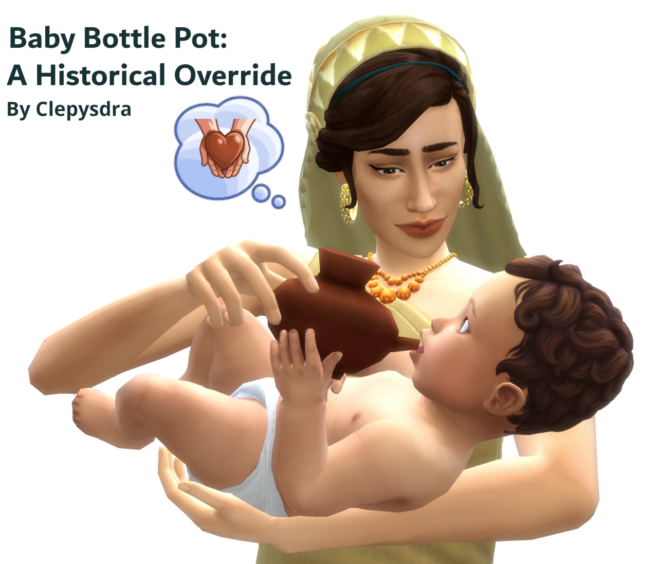 Baby Bottle Pot: A Historical OverrideHere is a piece of terracotta pottery to serve milk to your baby, should your sim be unable to breastfeed. This is my first time making an override, so do let me know if anything goes awry! I tested it in game...