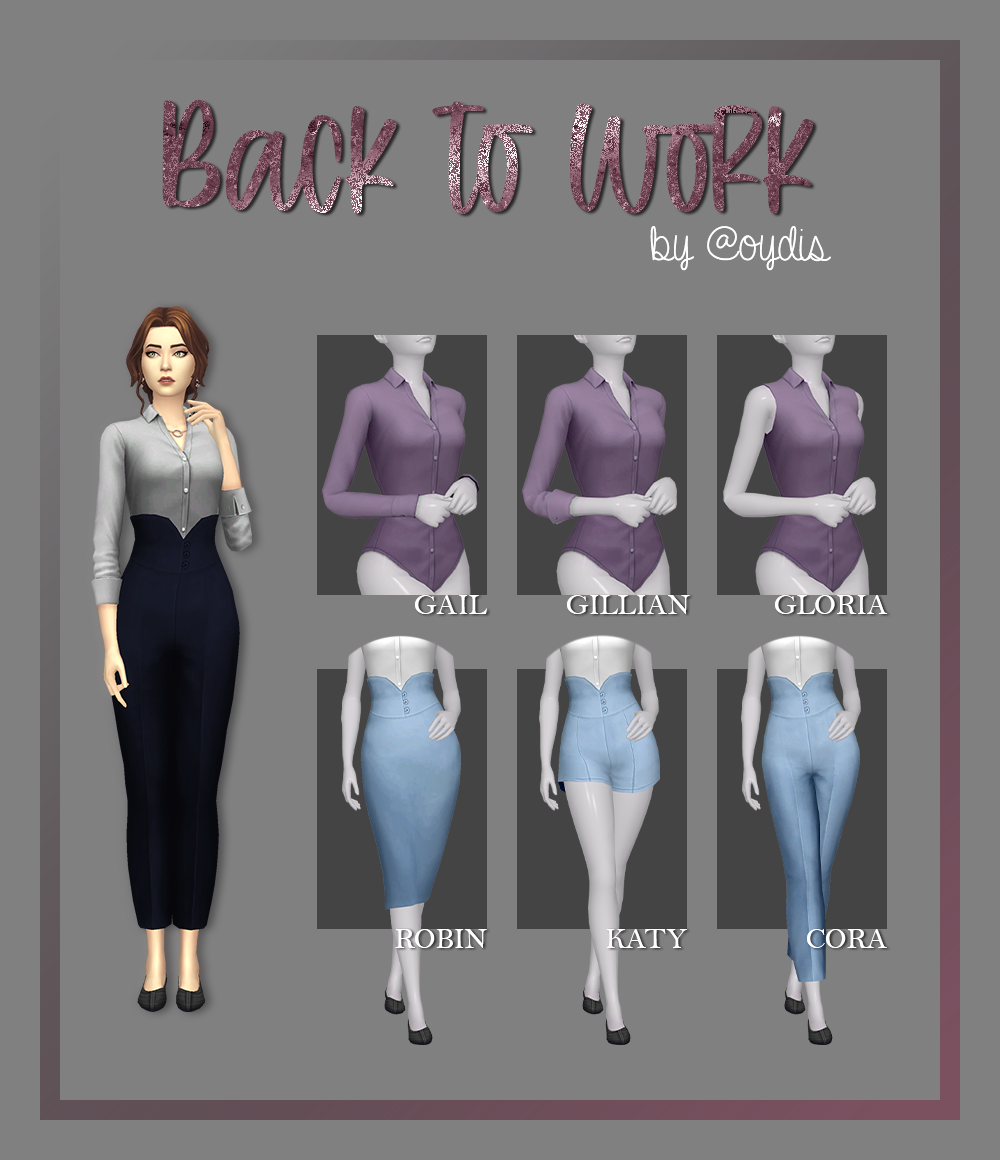 Back to Work
I started working on this in September before focusing entirely on my Simblreen gifts, and now it is ready :) it has 3 shirt bodysuits with different sleeves and 3 high-waisted bottoms to mix and match for (hopefully) classy looks.
•...