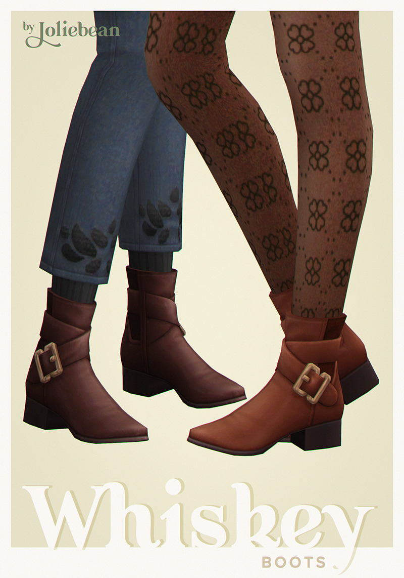 Whiskey Boots by Joliebean I don’t like the original boots, so here’s my version. 😋
• BGC
• standalone
• 12 swatches
• not allowed for random
• custom thumbnail
• PSDs can be found HERE
• my TOU
Download - Patreon (Free)