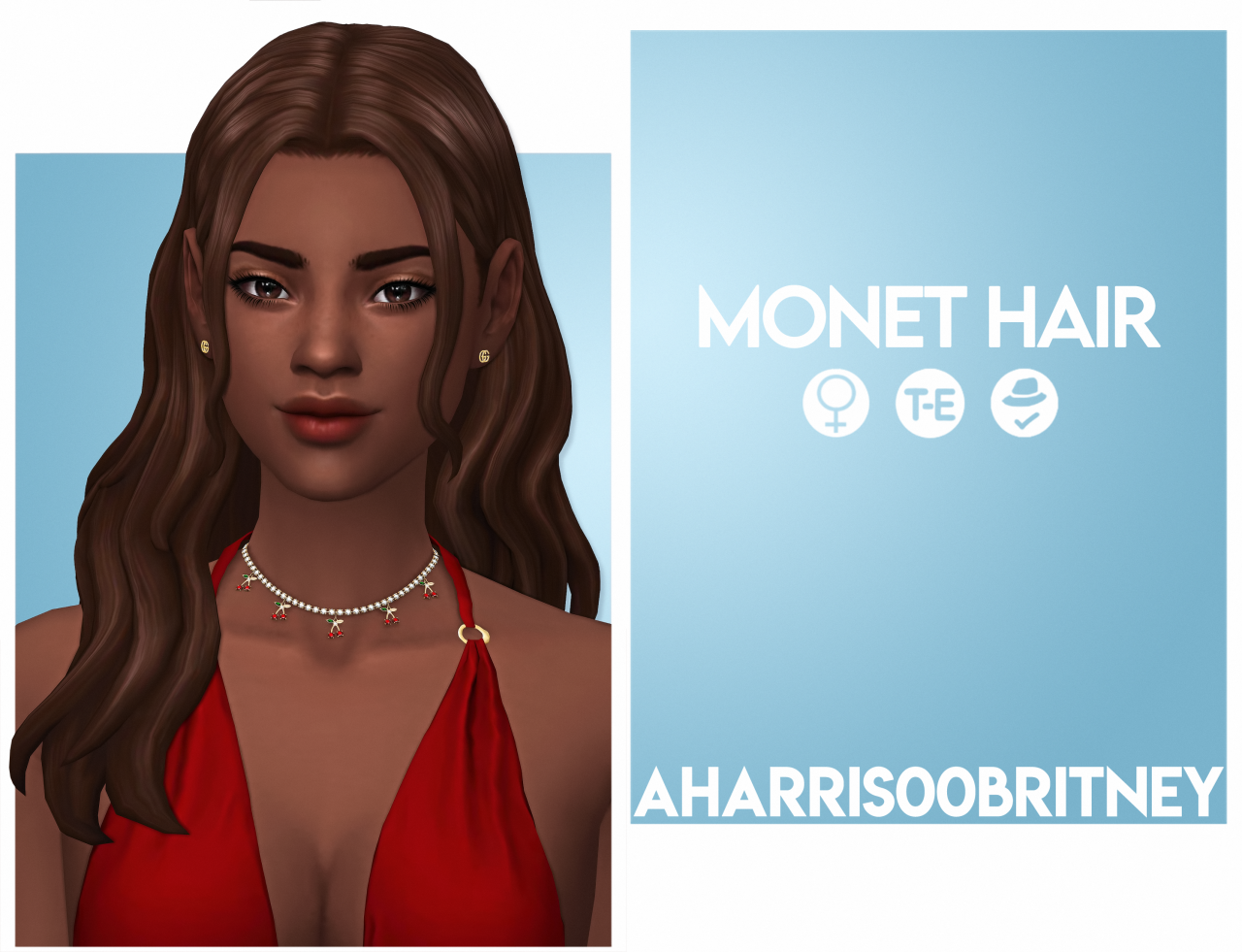 Monet Hair• BGC
• Hat Compatible
• 24 EA Colors
• Custom Thumbnails
• Terms Of Use
• Twitter | Instagram | Twitch
Download (free on patreon)