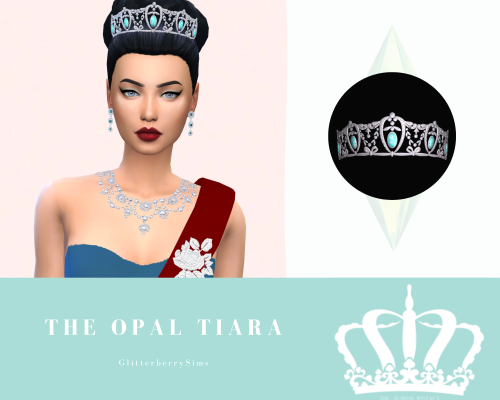 glitterberrysims:
“ The Opal TiaraThere isn’t that many opal tiaras around the place, so I created one! I hope you guys like it!! The tiara is based on the Bucheron tiara.
The tiara is hat slider compatible and very high poly!
TOU
• Please don’t...