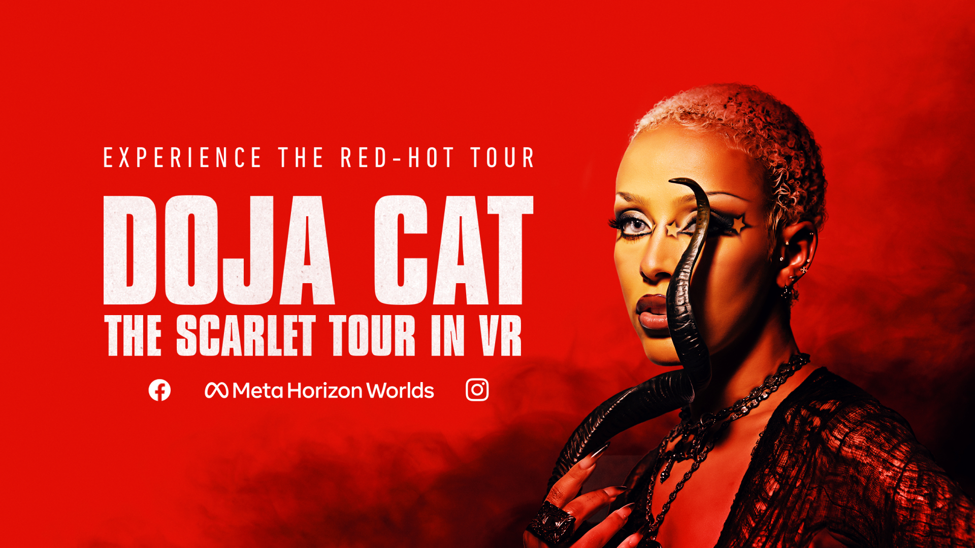 An image of Doja Cat and the title of her VR concert.