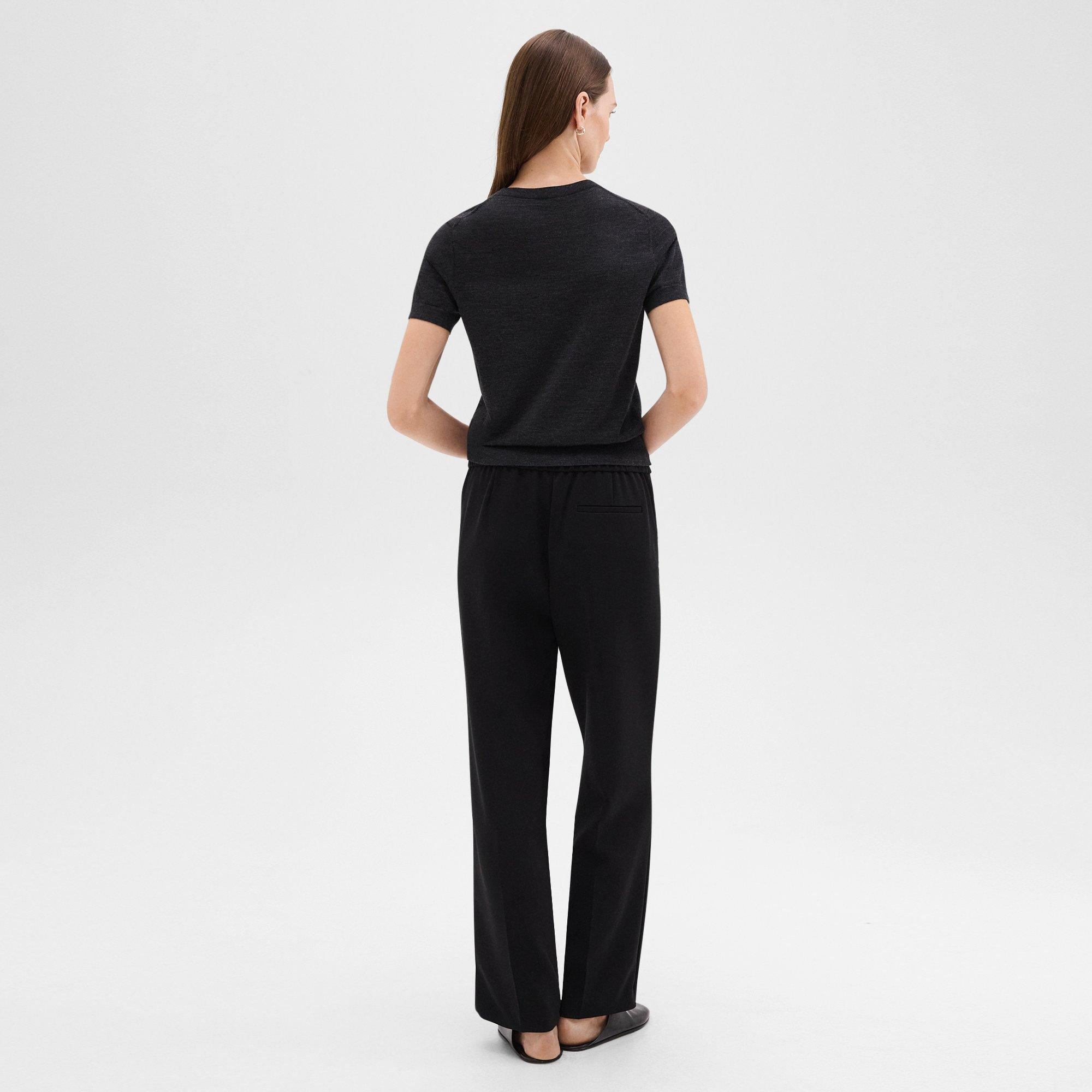 Wide-Leg Pull-On Pant in Admiral Crepe